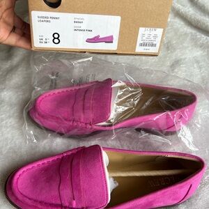 J. Crew Vibrant Pink Suede Loafers